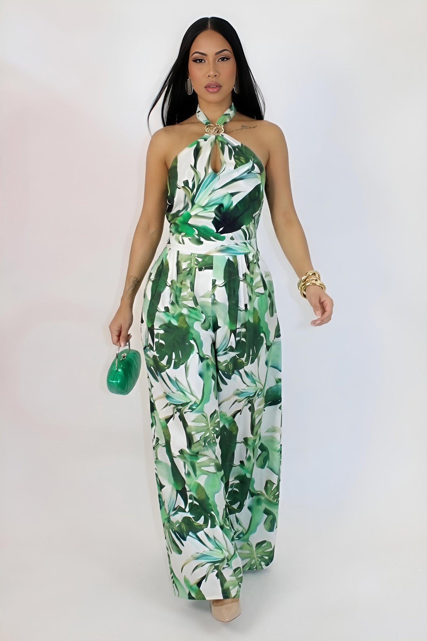 FLAVY | Combinaison pantalon tropical à jambes larges