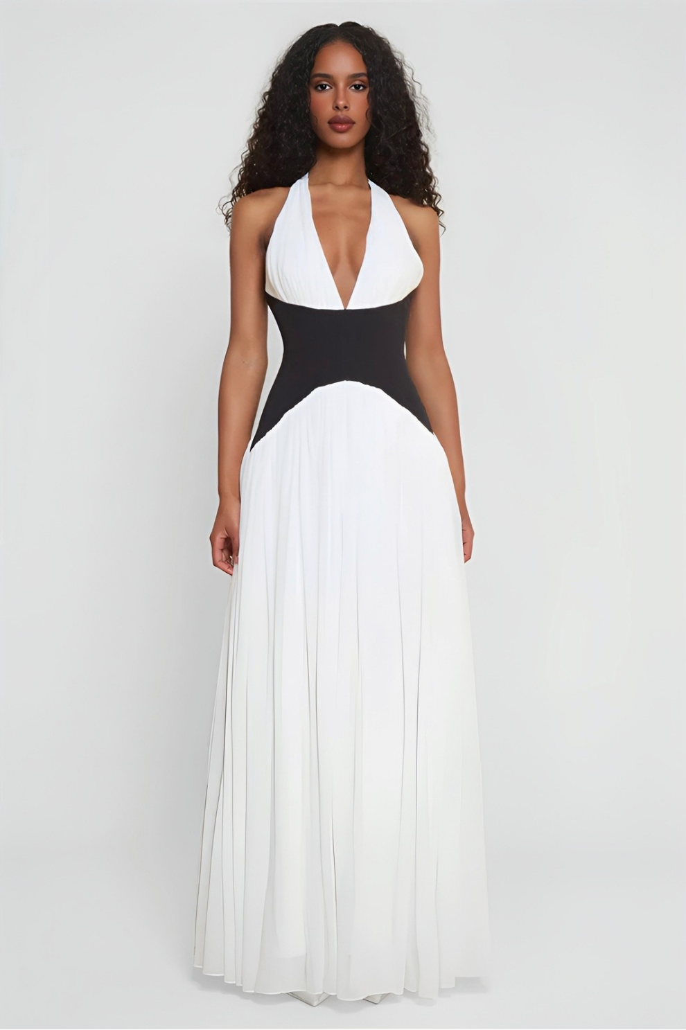 KARA | Robe longue bicolore plissée