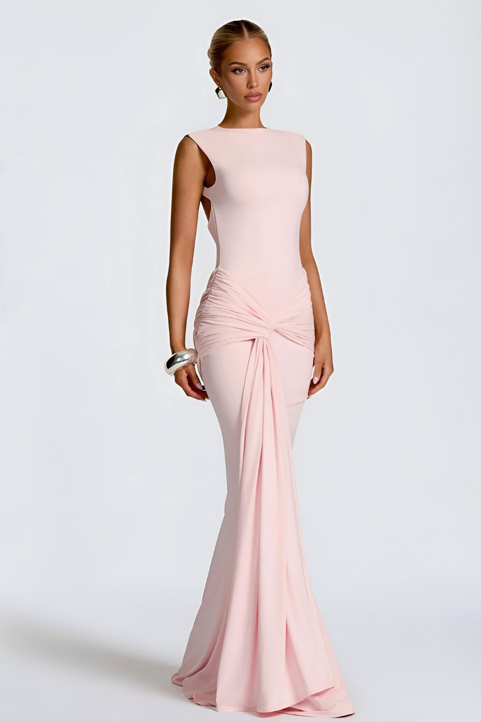 MALIKA | Robe longue drapée à ouverture dos