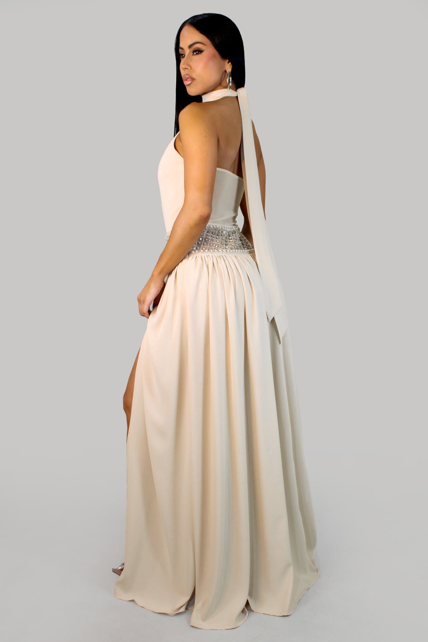 LÉNAÏS | Robe longue dos nu à taille bijou
