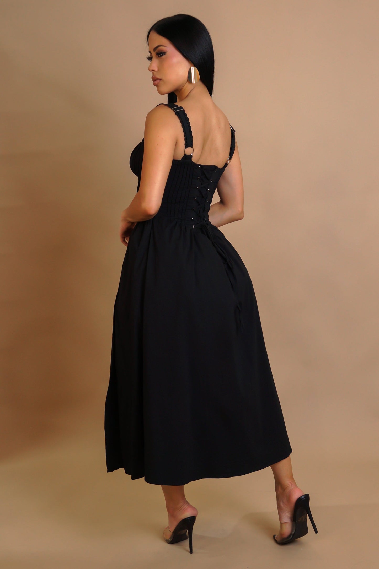 AÏCHA | Robe midi trapèze avec lacet