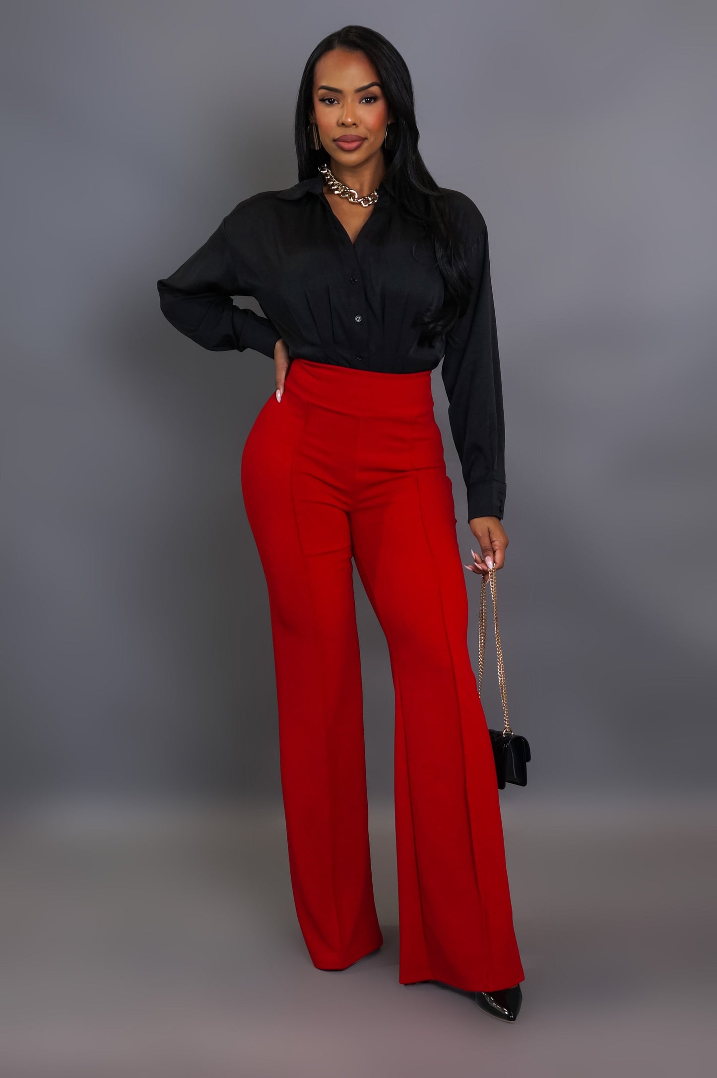 Pantalon taille haute évasé Gabryella