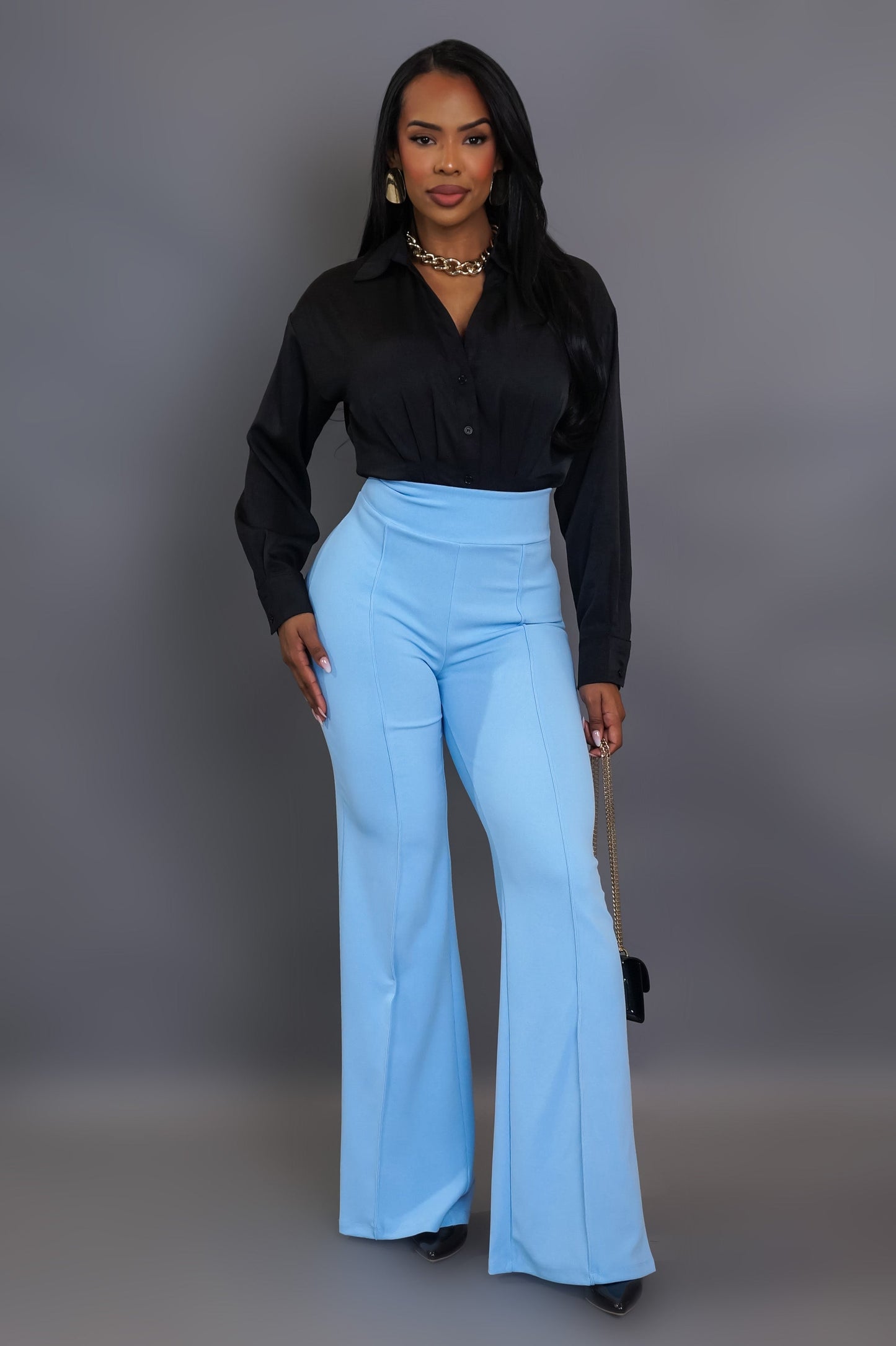 Pantalon taille haute évasé Gabryella