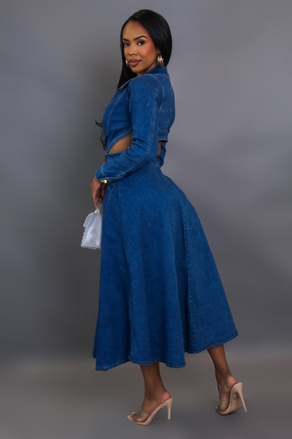 Robe midi fendue en denim Clarissa