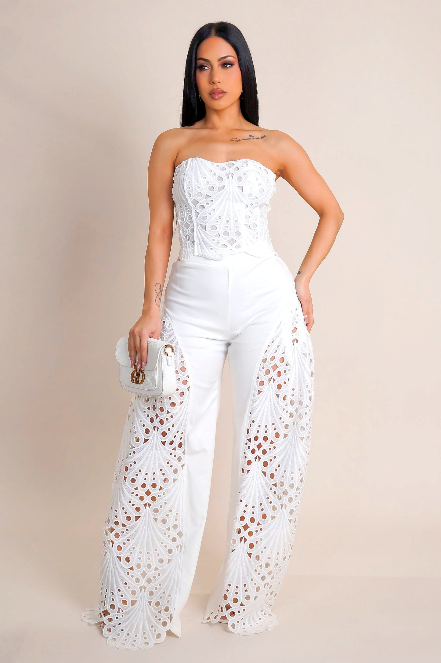 Ensemble pantalon en dentelle Laurinda