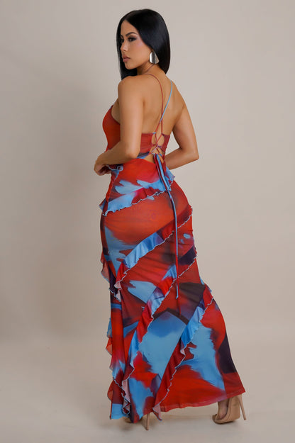 Robe longue à volants Chérilyne