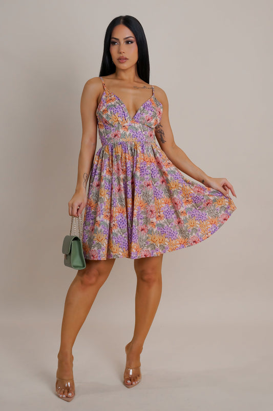 Robe courte en imprimé floral Melody- 100% COTON.