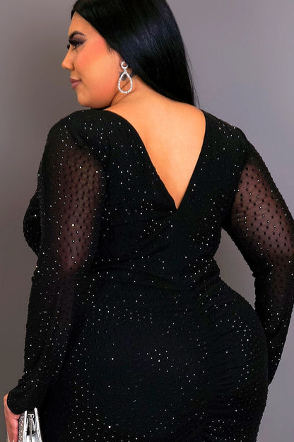 Grande Taille - Robe courte à strasses Leya