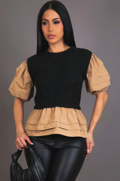 Blouse à manches trois-quarts Alva- 15% LAINE