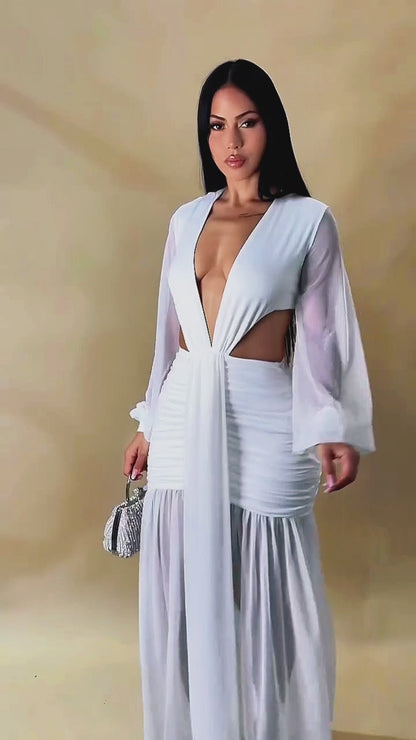 TESSA | Robe longue transparente et drapée