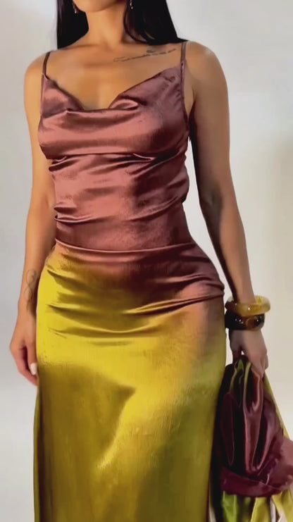 MANOÉ | Robe longue satinée et dégradée