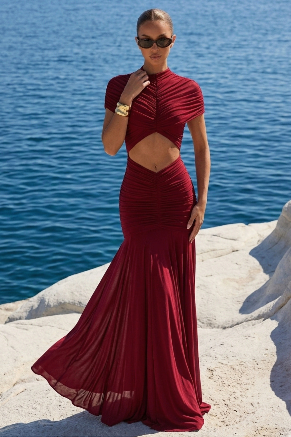 MÉLIZ | Robe longue Drapé avec ouverture cut out