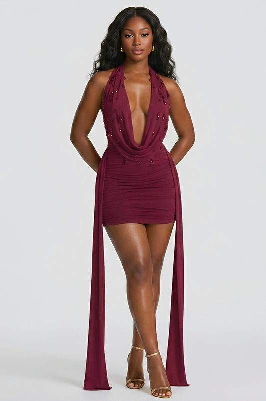 HÉMÉRA | Robe courte drapée dos nus