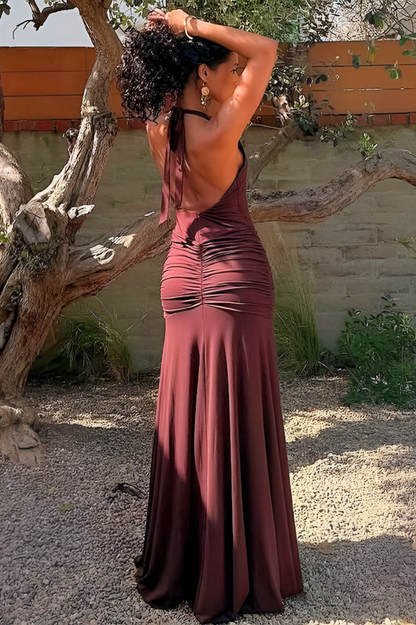 Robe longue décolleté plongeant