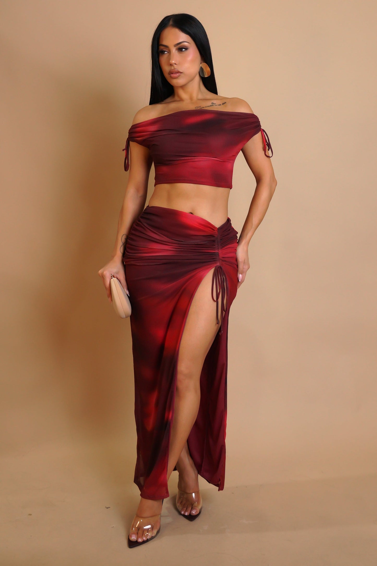 TALLY| Ensemble jupe longue fendue et crop top