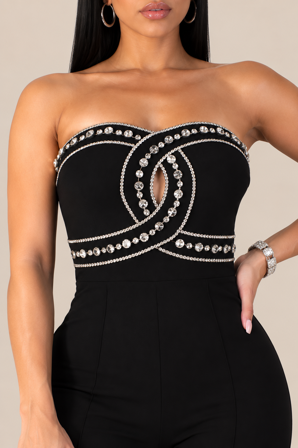 DIANE| Combinaison longue bustier strassée