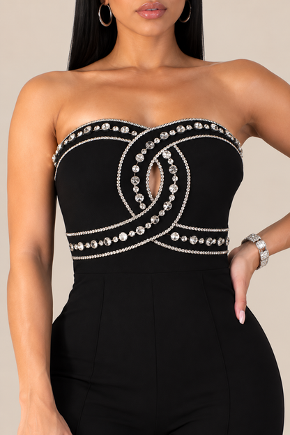 DIANE| Combinaison longue bustier strassée