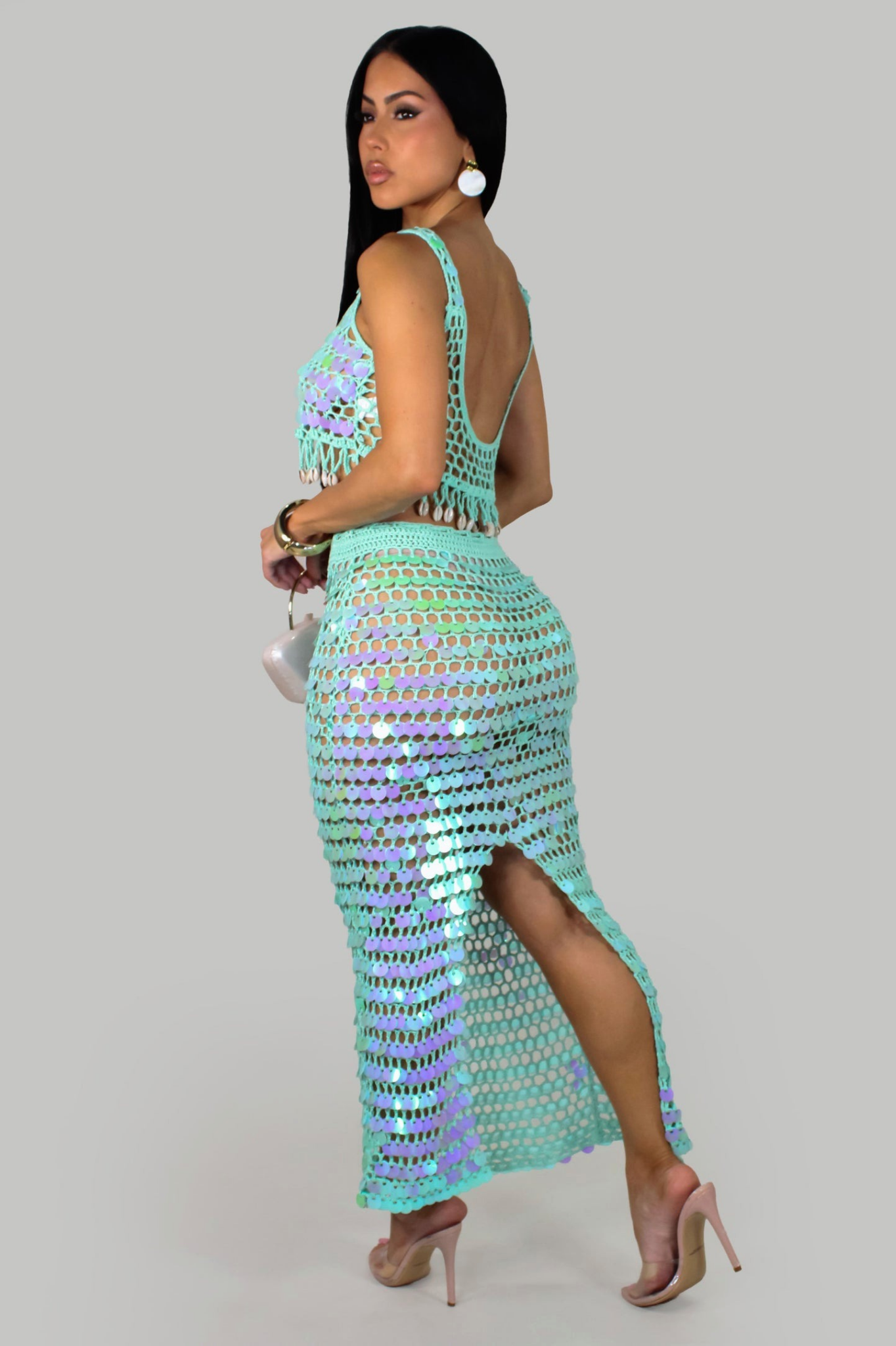 ILÉANA 35% COTON | Ensemble deux pièce en crochet à Sequin