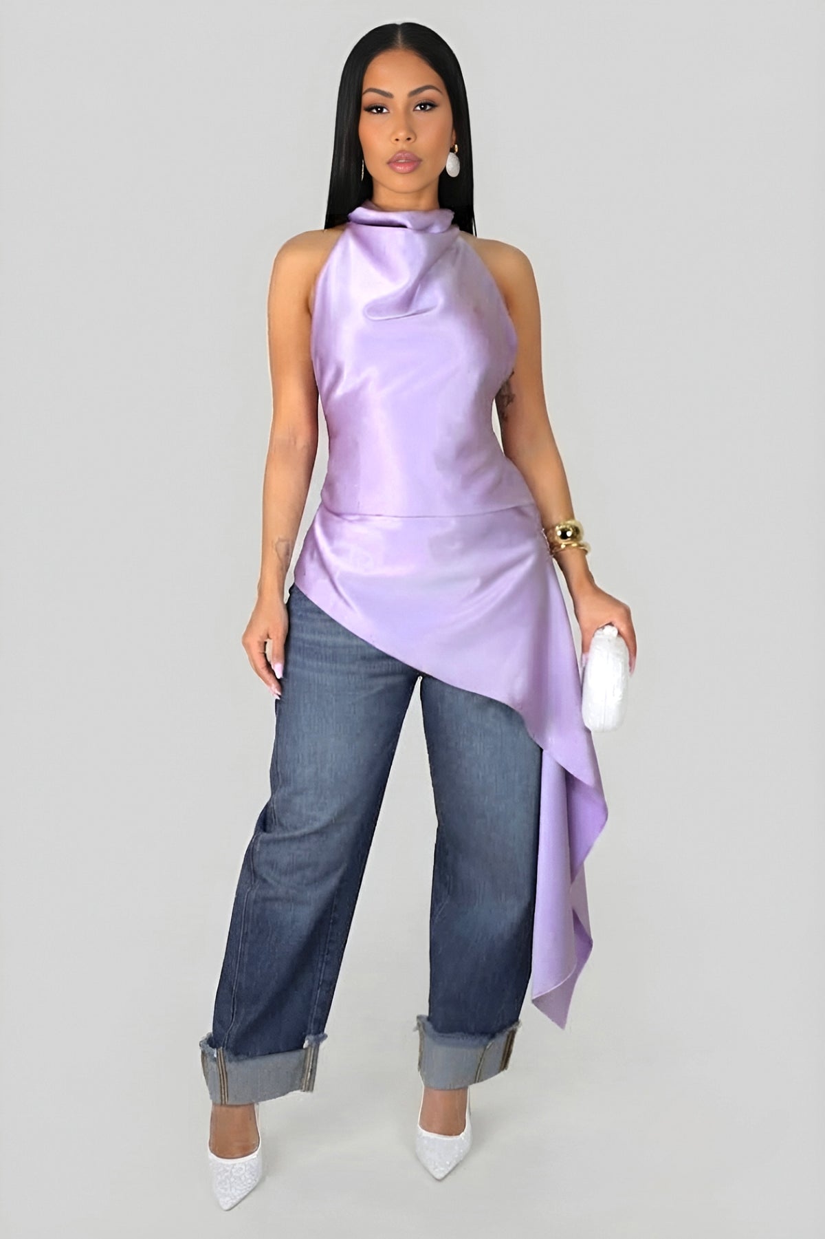 THÉLYSSA | Top asymétrique en satin