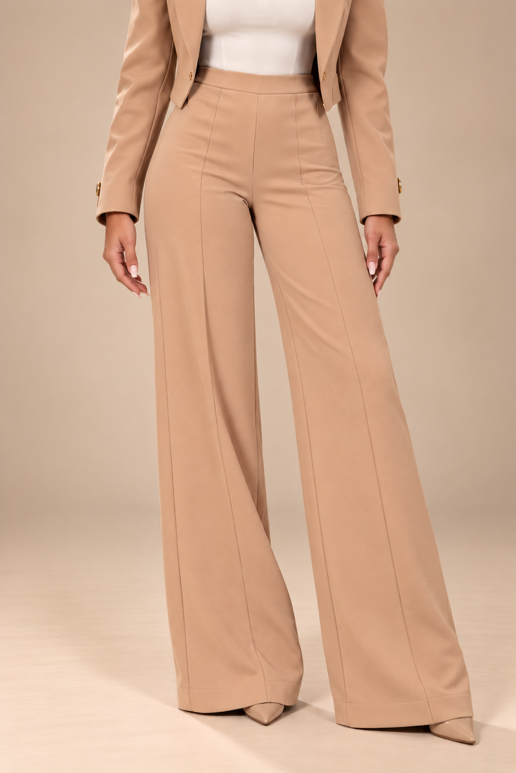 GABRYELLE | Pantalon large taille haute