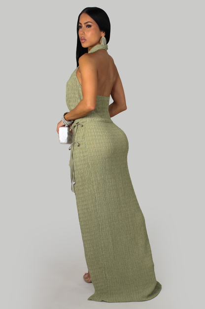 JANECKA | Robe longue texturé à détails perlé