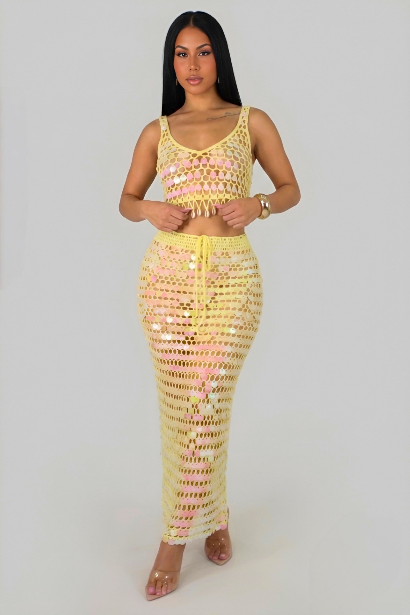 ILÉANA 35% COTON | Ensemble deux pièce en crochet à Sequin