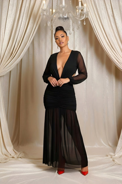 TESSA | Robe longue transparente et drapée