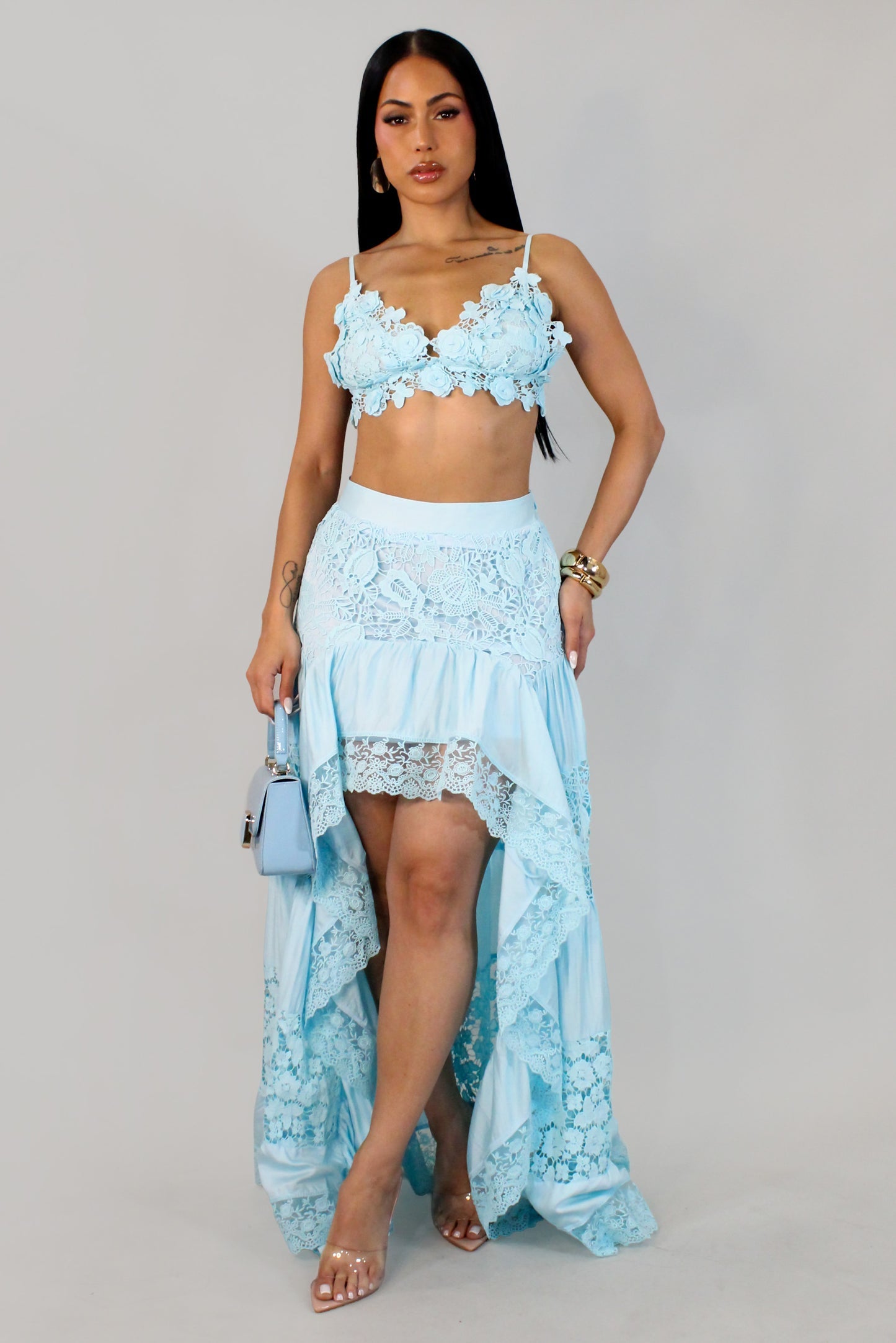 MILAYA | Ensemble jupe asymétrique en dentelle