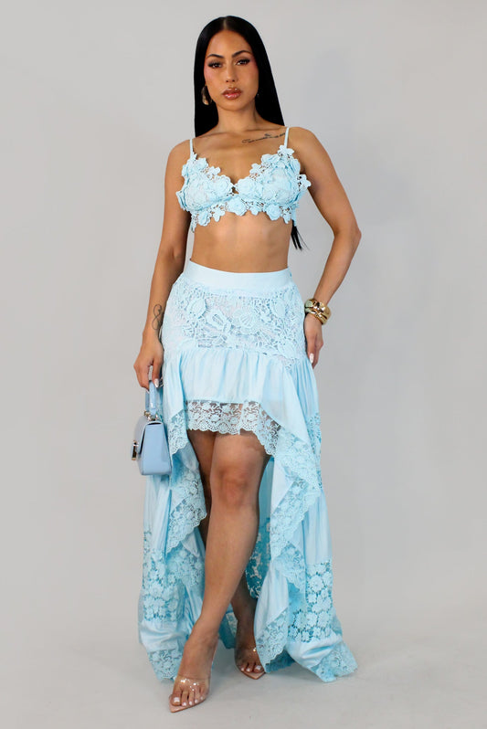 MILAYA | Ensemble jupe asymétrique en dentelle