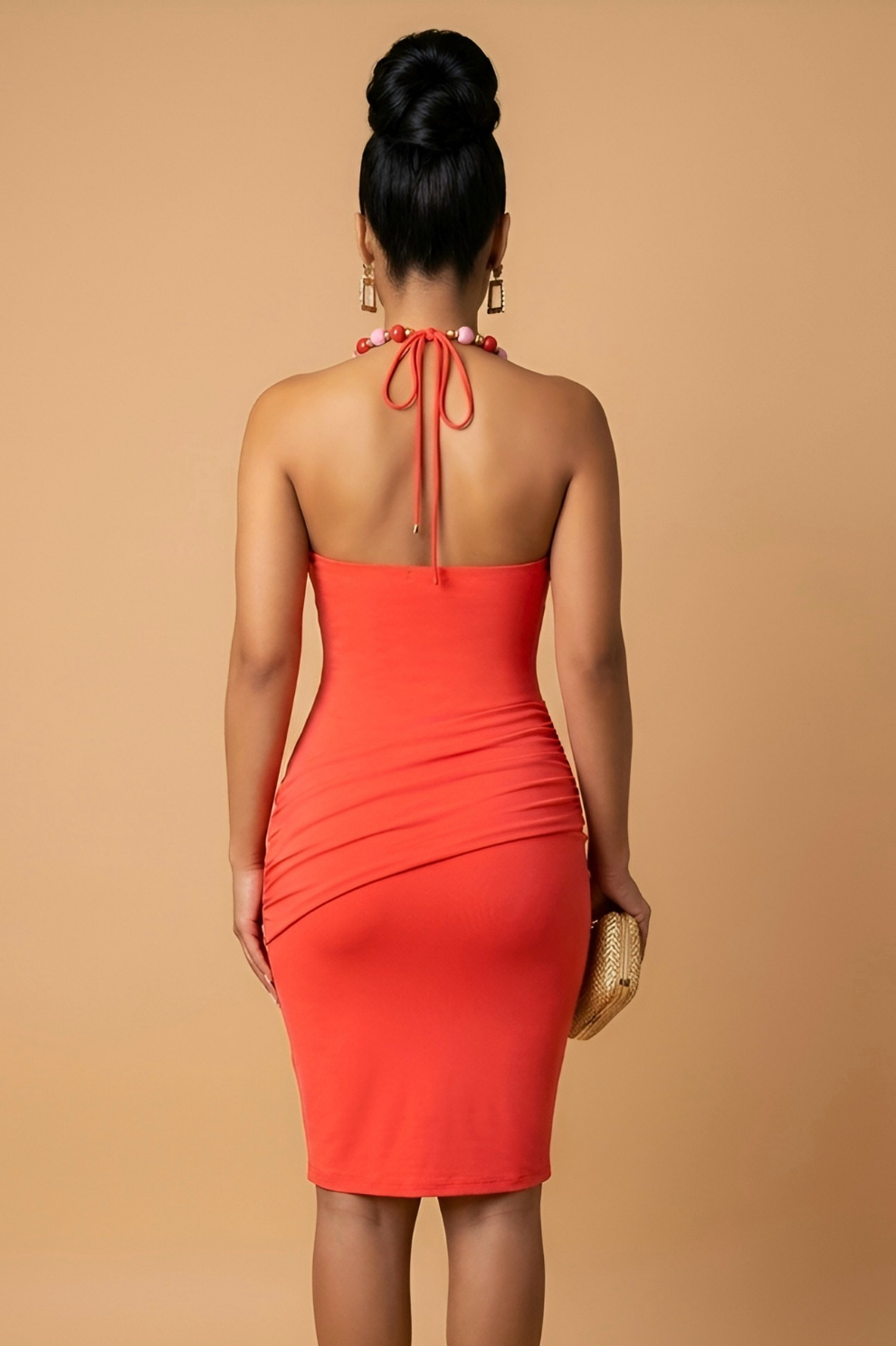 NALYA | Robe midi drapée à détail de perles