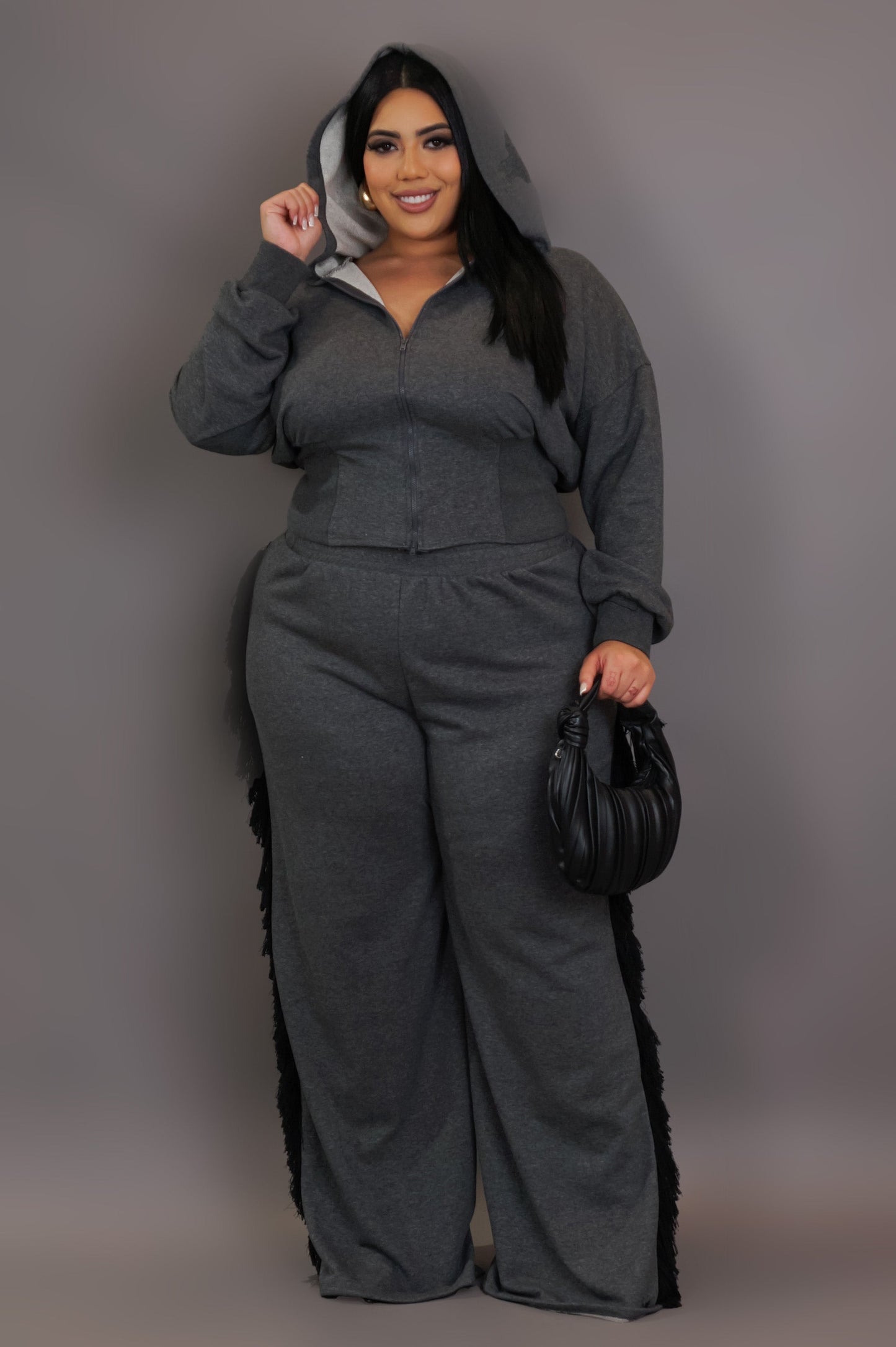 Grande Taille- Ensemble haut à capuche oversize et pantalon 60% COTON