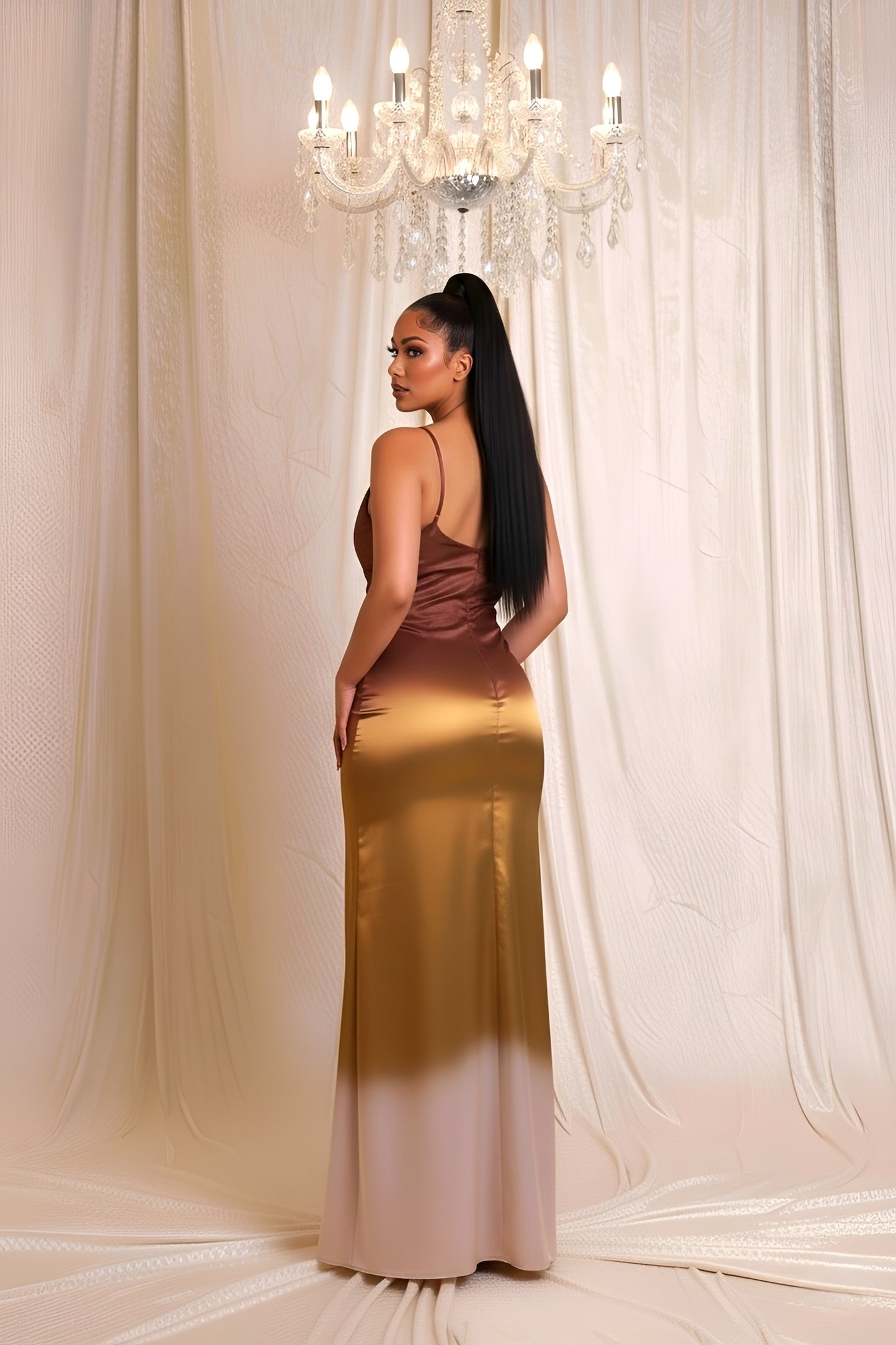 MANOÉ | Robe longue satinée et dégradée