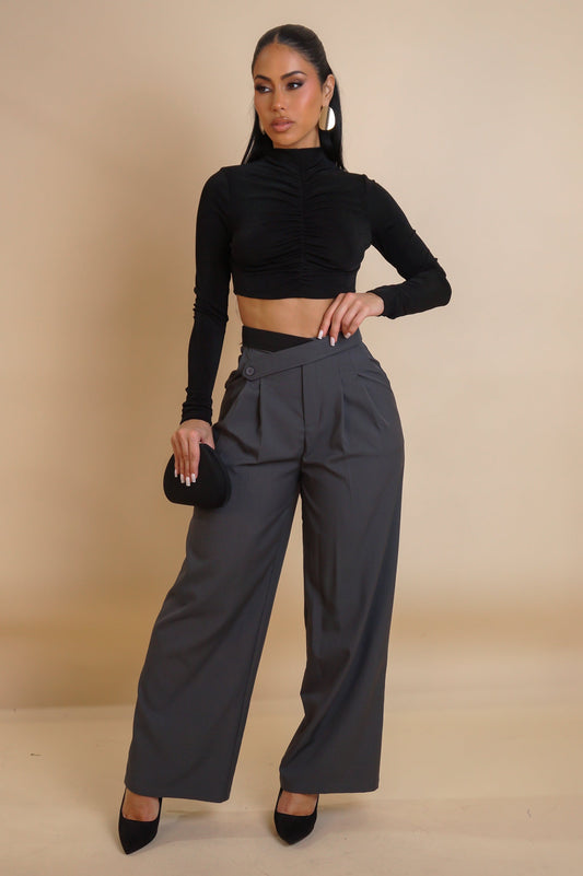 JAZLEENE | Pantalon droit large et asymétrique