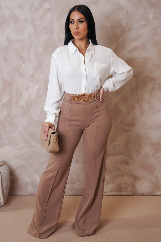 Pantalon taille haute évasé Paola