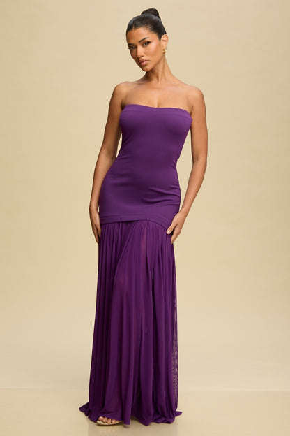 LEXYA | Robe longue bustier à jupon plissé