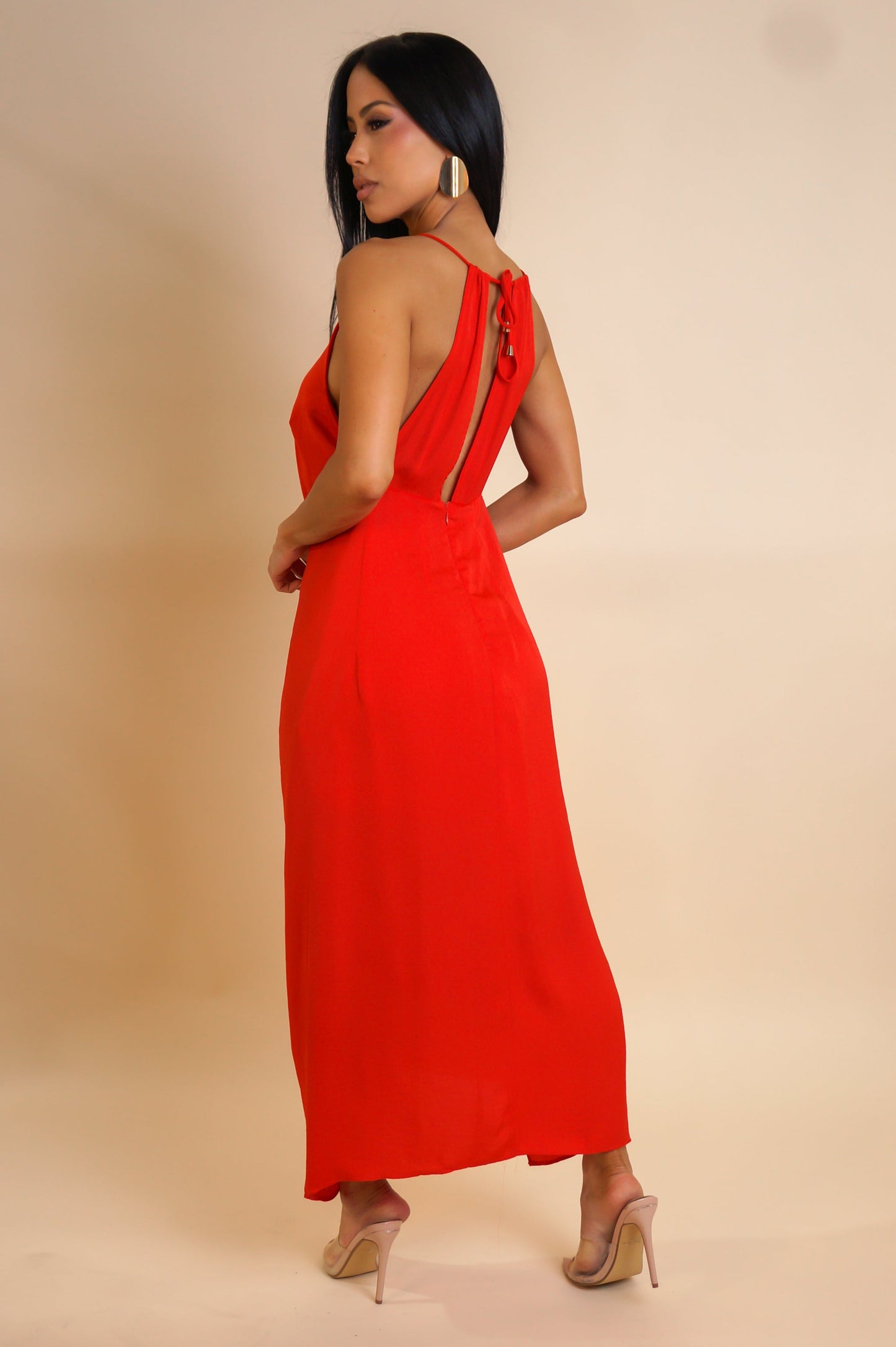 SAPHIRA | Robe midi portefeuille dos transparent