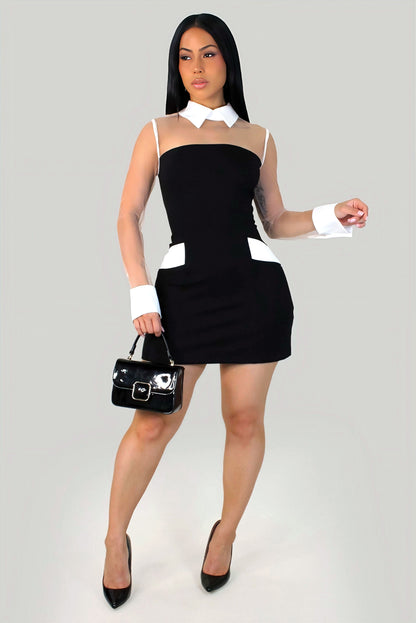 CHARLENNE | Robe courte à empiècements transparents