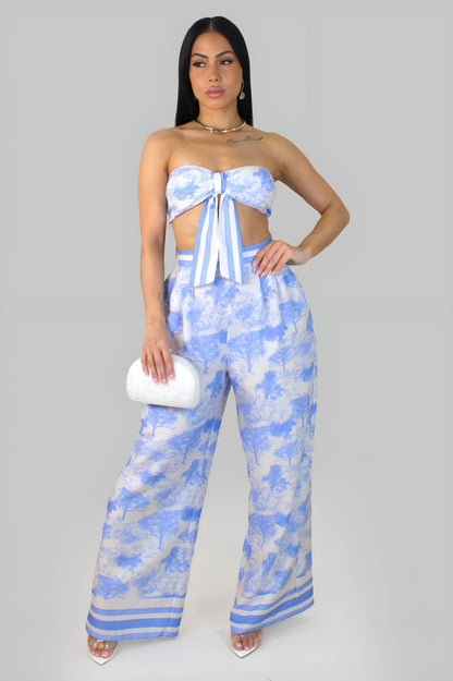 MIRENDA | Ensemble crop-top et pantalon fluide imprimé