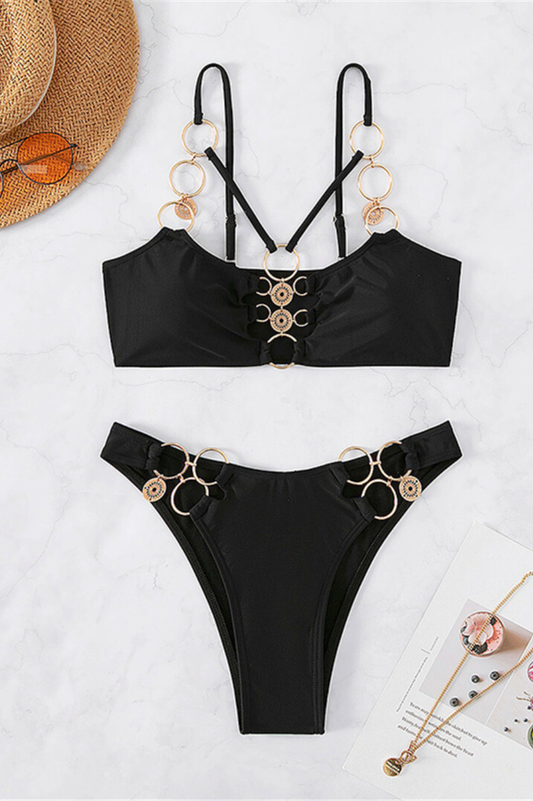Bikini bijou avec anneaux dorés