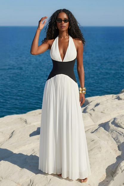 KARA | Robe longue bicolore plissée