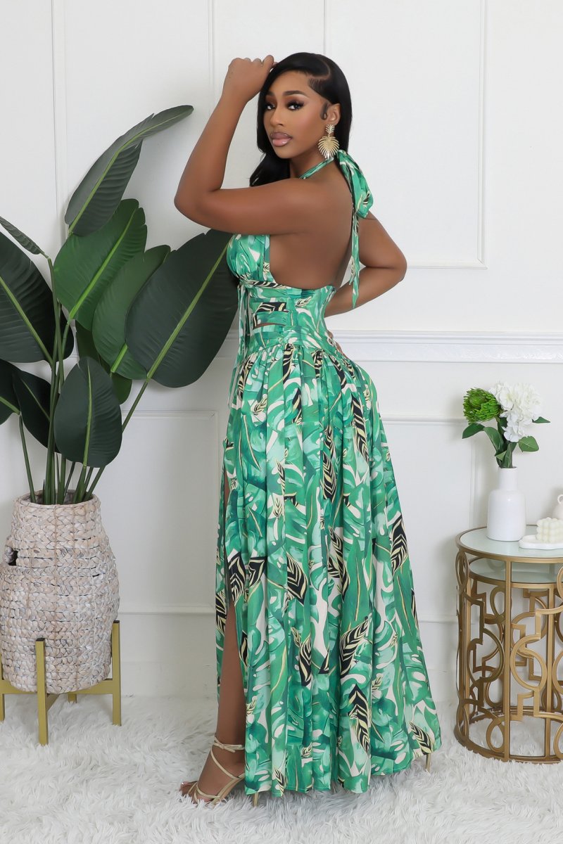 Robe longue en imprimé tropical Méranda.