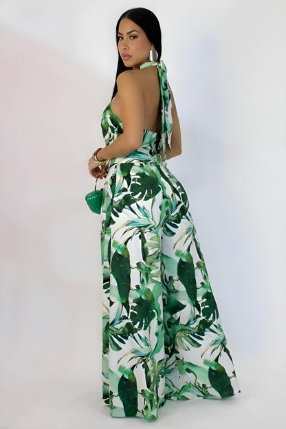 FLAVY | Combinaison pantalon tropical à jambes larges