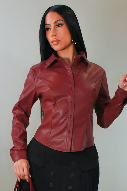 ILÉANA | Chemise ajustée en similicuir