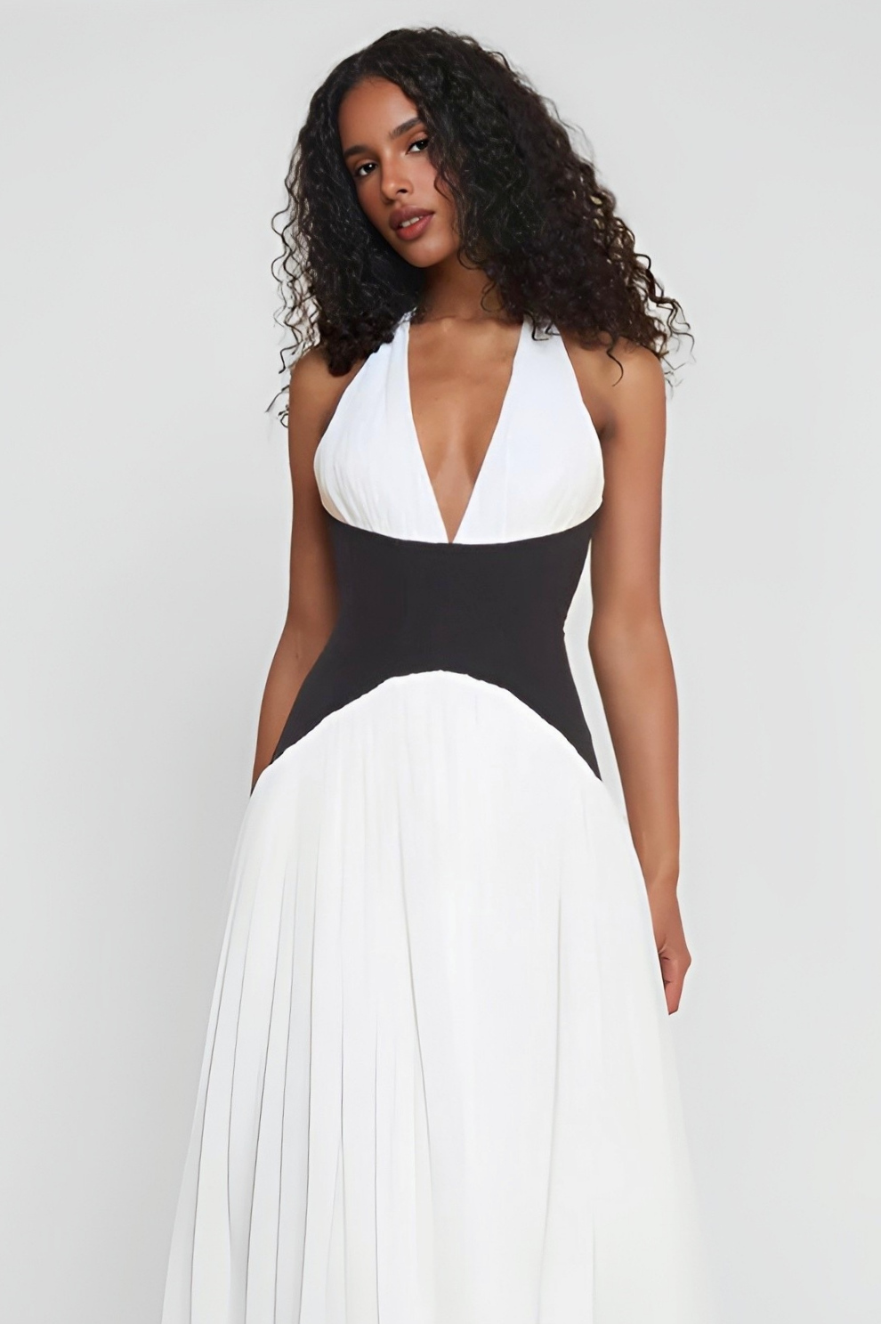 KARA | Robe longue bicolore plissée