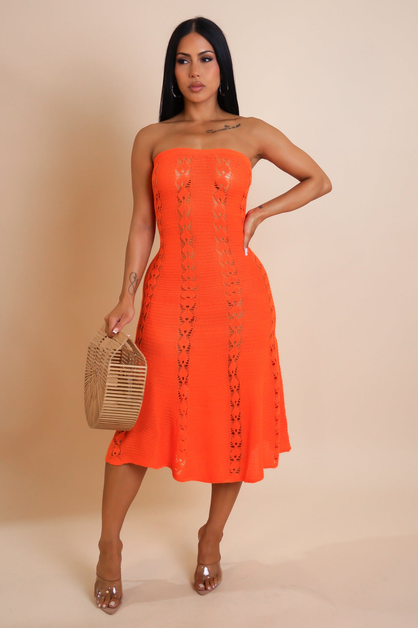 Robe midi au crochet Clarisse