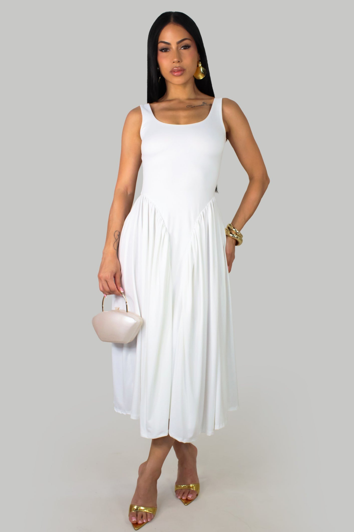 LYA | Robe midi évasée à encolure ronde