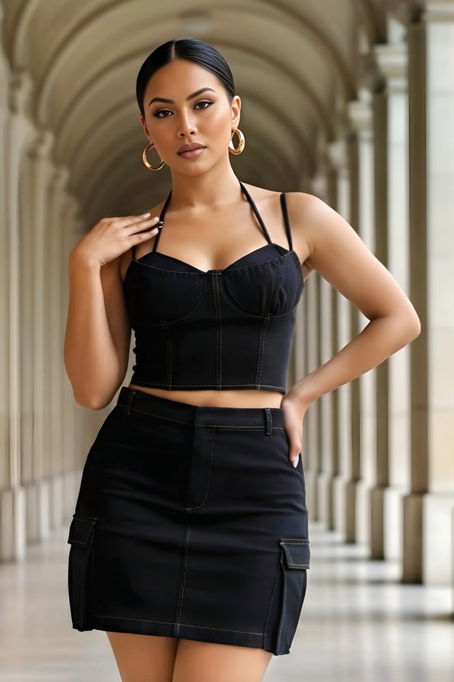 NACIA 95% COTON | Ensemble 3 pièces jupe cargo