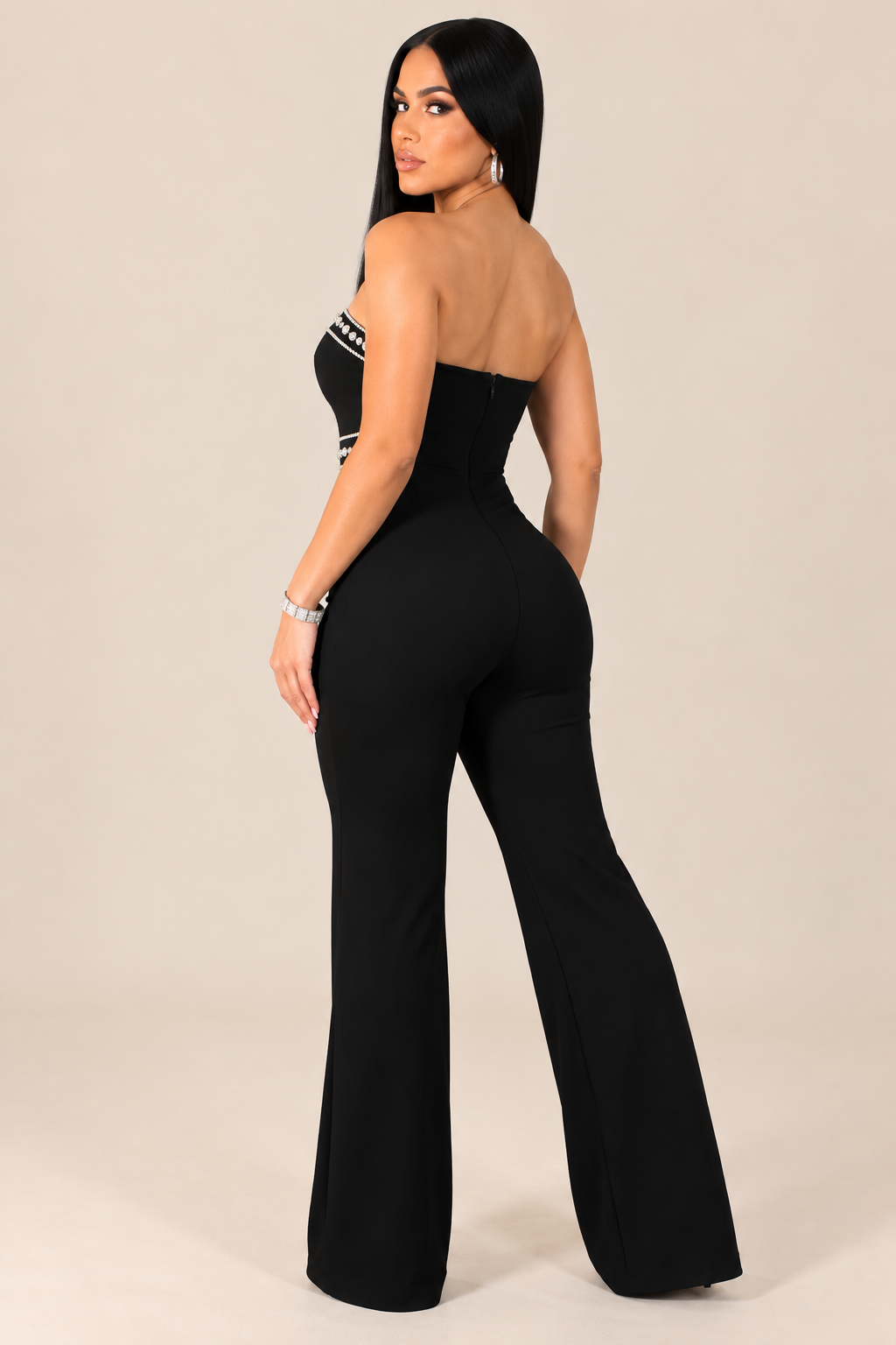 DIANE| Combinaison longue bustier strassée