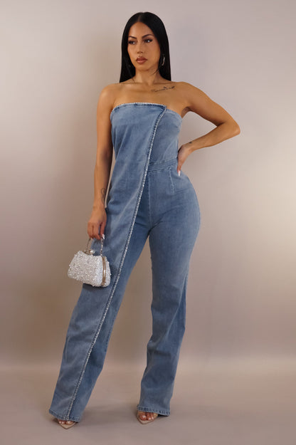 JULINE | Combinaison pantalon bustier en denim