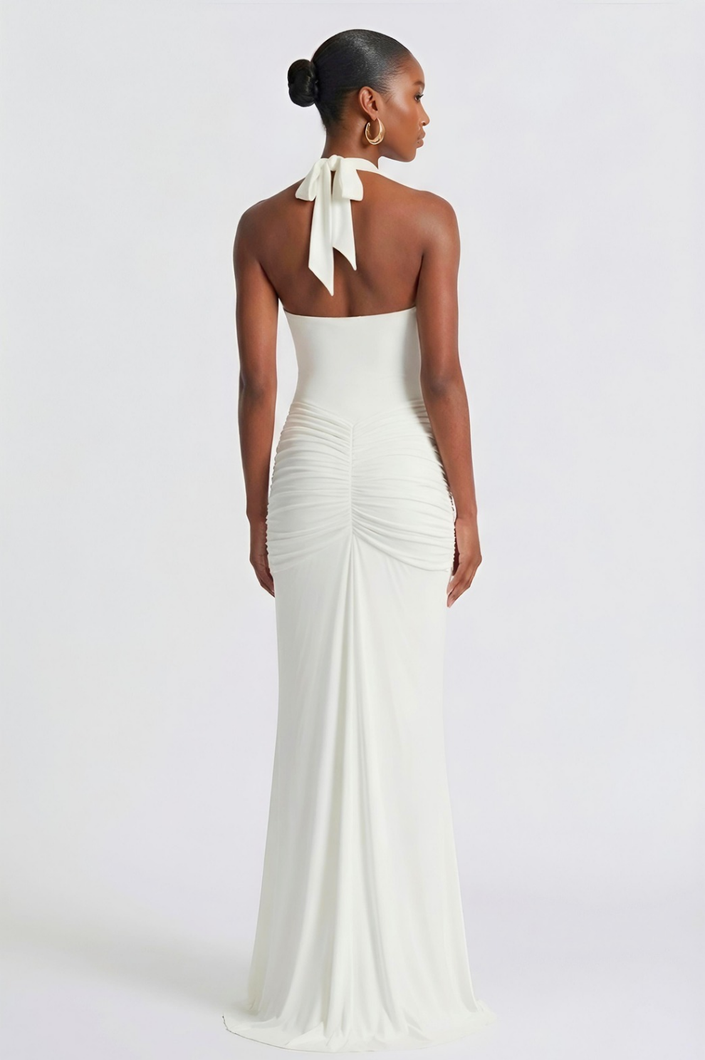 KEZIA | Robe longue drapée décolleté plongeant